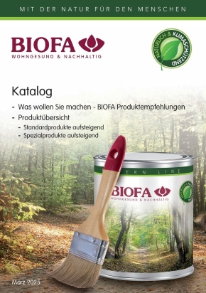 Titel des 16seitigen Biofa-Naturfarben-Katalogs