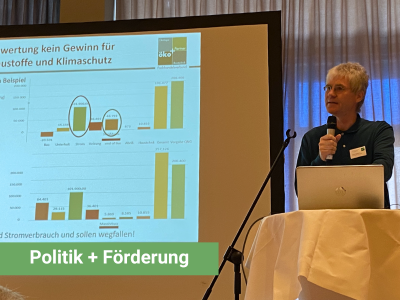 Vortrag auf ÖkoPlus-Branchentag von Ulrich Steinmeyer über die Förderung der Naturbaustoffe durch die Politik