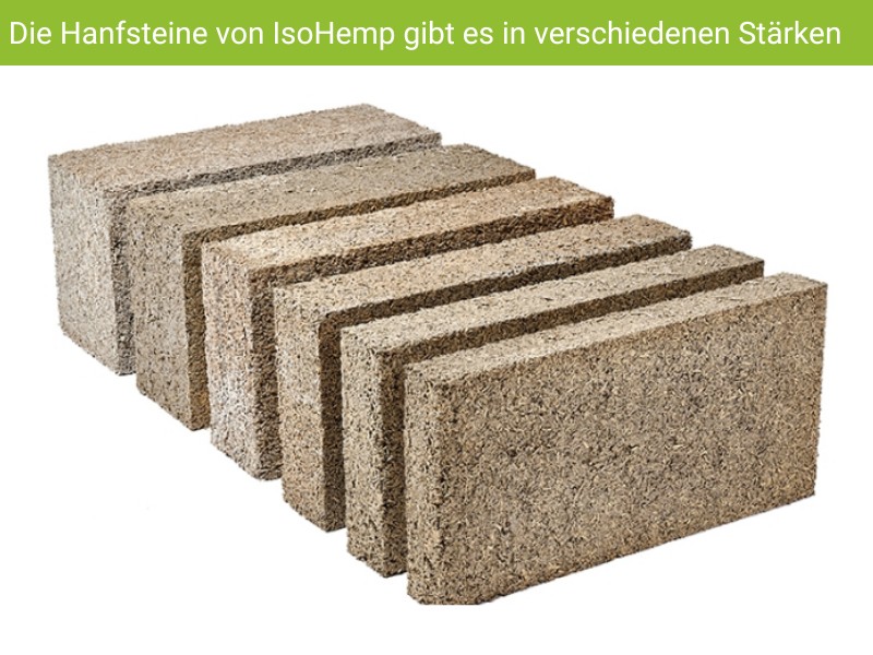 Hanfsteine gibt es in verschiedenen Formaten IsoHemp-Hanfsteine gibt es in verschiedenen Formaten