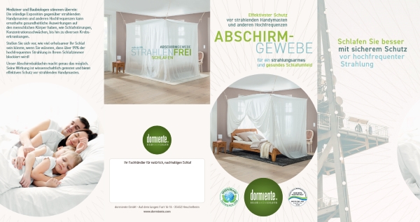 Mehr Infos im Flyer über das Abschirmgewebe von dormiente