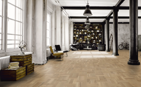 Parkettboden in Flechtoptik für große Räume Parkettboden in Flechtoptik verleiht großen Räume wie Lofts oder offenen Wohnzimmern eine elegante Note