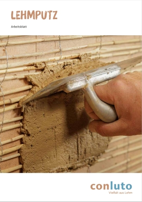 Broschüre Lehmputz von conluto jetzt ansehen Titel von Lehmputz-Broschüre von conluto